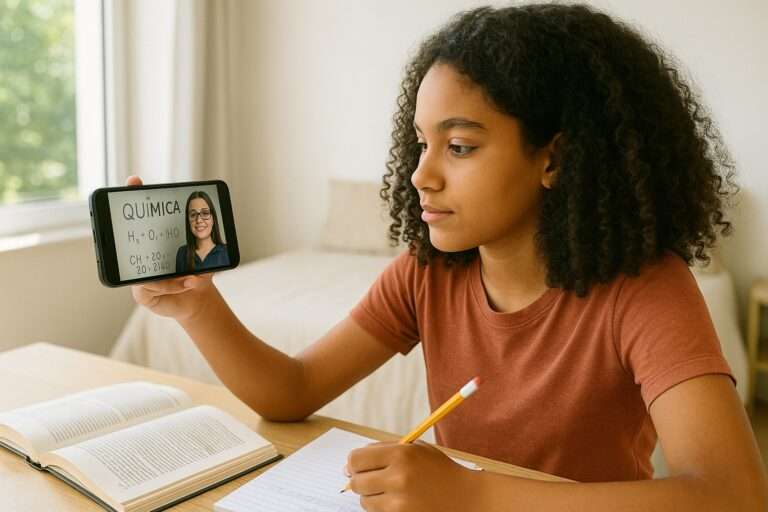 menina estuda com apoio de celular na mao.jpg