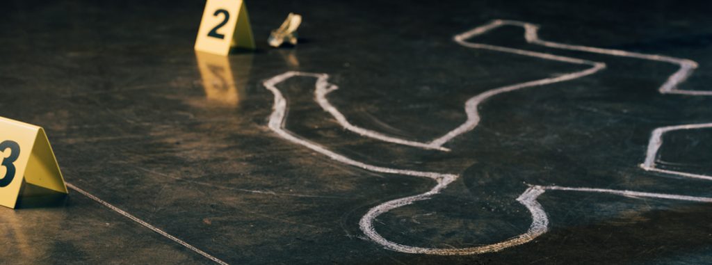 imagem ilustrativa de cena de crime marca&ccedil;&atilde;o de corpo no asfalto