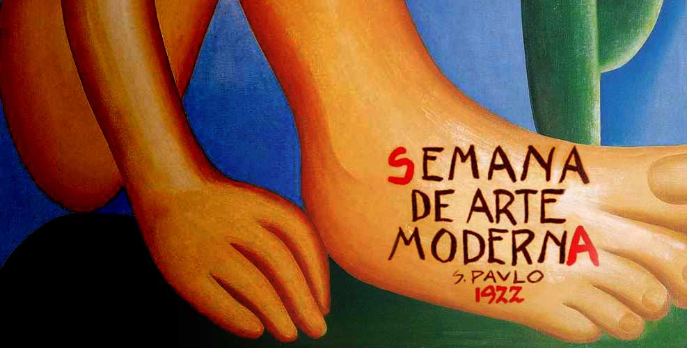 imagem ilustrativa, reprodu&ccedil;&atilde;o de cartaz sobre a semana de arte moderna de 1922
mat&eacute;ria sobre notas econ&ocirc;micas
