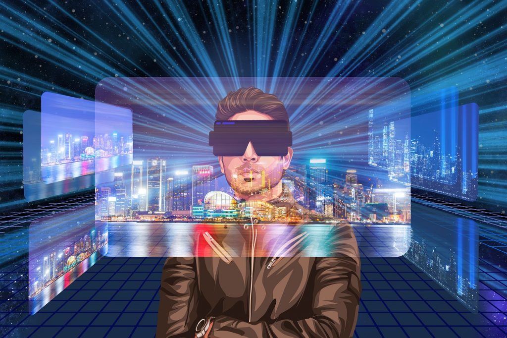 Ilustra&ccedil;&atilde;o: simula&ccedil;&atilde;o de um ambiente digital, com destaque para um homem e luzes - pixabay
sobre o futuro da publicidade e propaganda 